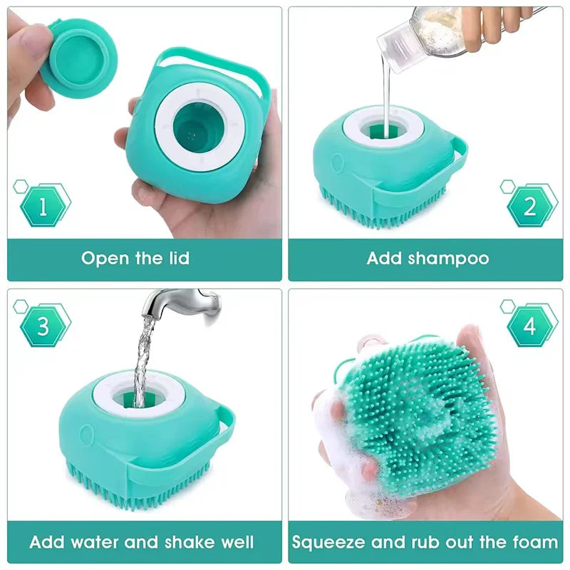 Silicone Bath Massage Brush for Dog and Cat Grooming