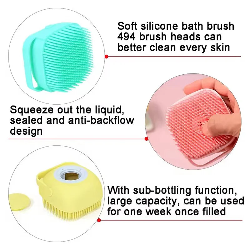 Silicone Bath Massage Brush for Dog and Cat Grooming